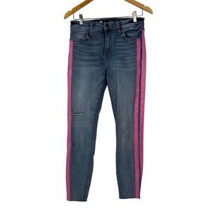 Kut from the Kloth Connie Jeans Women 4 Blue Pink Stripe High Rise Ankle Skinny